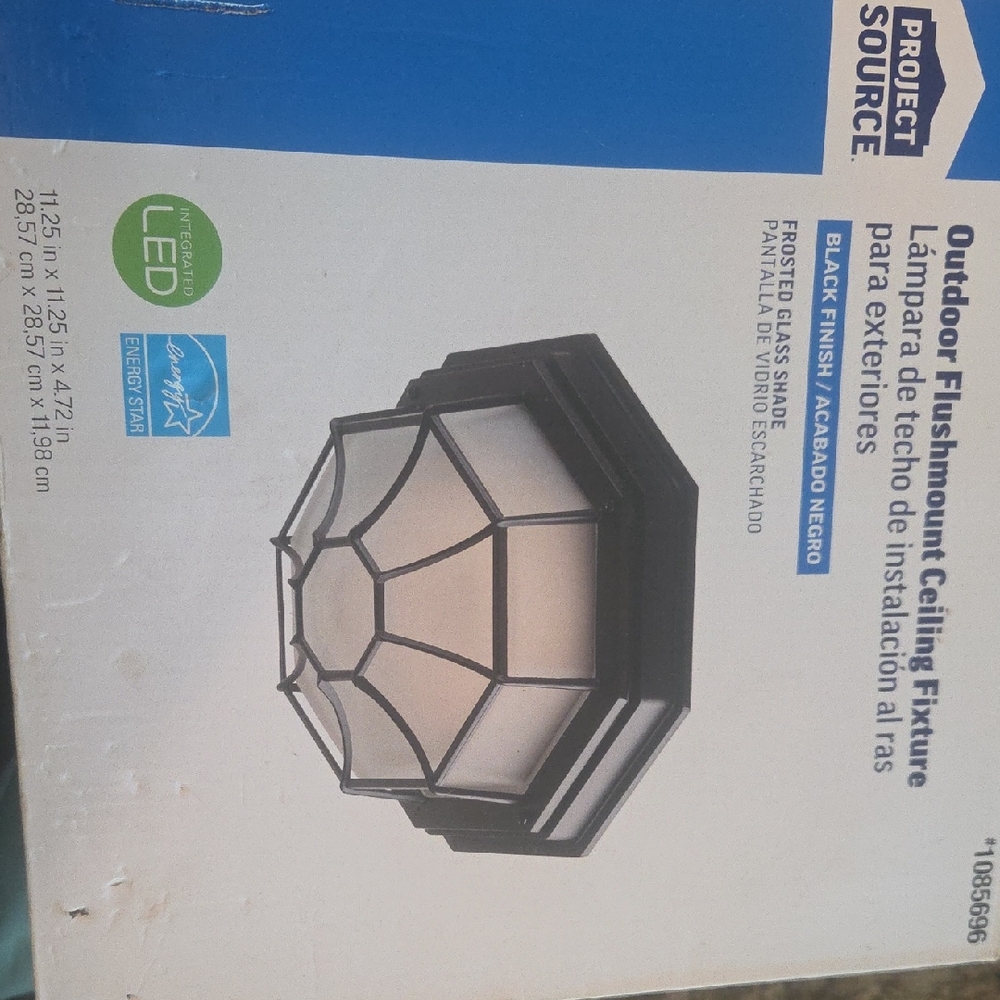 Black Outdoor Lantern Flushmount Ceiling Light